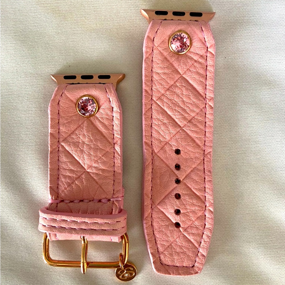 Pink quilted Apple Watch Band